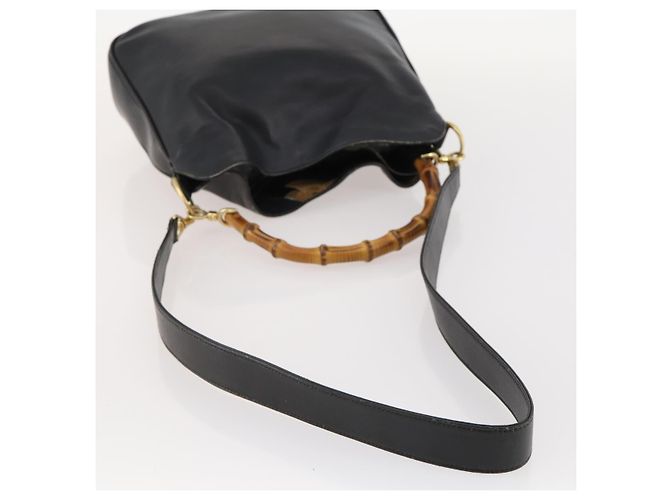 Borsa a mano in pelle Gucci Bamboo 2 in 1 Nero Oro Auth 172300 D'oro - vista 7