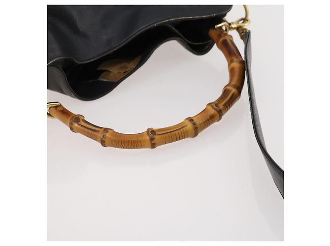 Borsa a mano in pelle Gucci Bamboo 2 in 1 Nero Oro Auth 172300 D'oro - vista 8