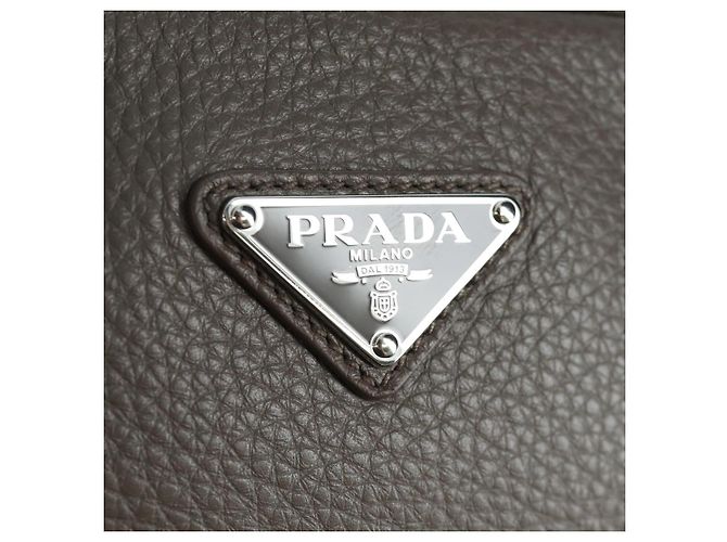 PRADA Vitterodino Borsa a Spalla Pelle Grigia Argento 2VH184 Auth ARZ688SAM Marrone - vista 18
