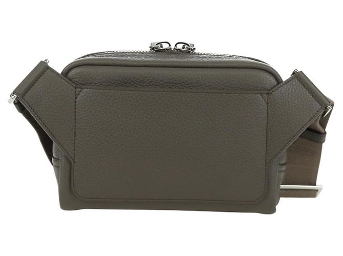 PRADA Vitterodino Borsa a Spalla Pelle Grigia Argento 2VH184 Auth ARZ688SAM Marrone - vista 2