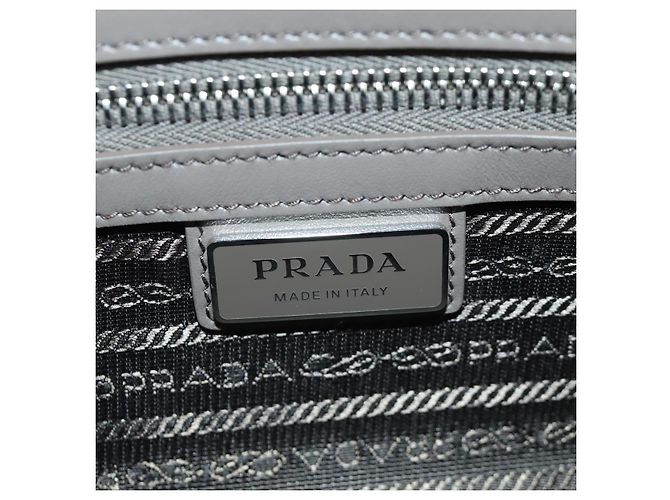 PRADA Vitterodino Borsa a Spalla Pelle Grigia Argento 2VH184 Auth ARZ688SAM Marrone - vista 20