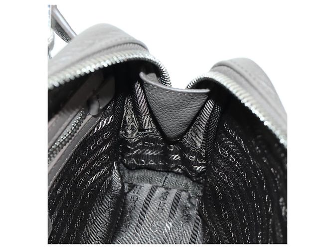 PRADA Vitterodino Borsa a Spalla Pelle Grigia Argento 2VH184 Auth ARZ688SAM Marrone - vista 21