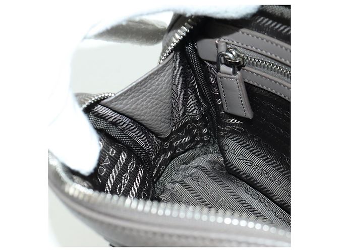 PRADA Vitterodino Borsa a Spalla Pelle Grigia Argento 2VH184 Auth ARZ688SAM Marrone - vista 22