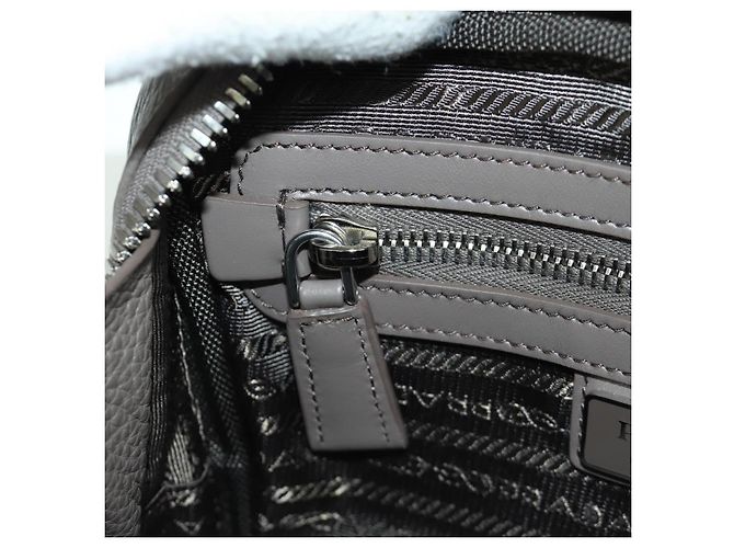 PRADA Vitterodino Borsa a Spalla Pelle Grigia Argento 2VH184 Auth ARZ688SAM Marrone - vista 23