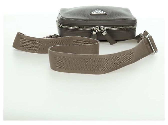 PRADA Vitterodino Borsa a Spalla Pelle Grigia Argento 2VH184 Auth ARZ688SAM Marrone - vista 7