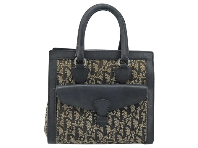 Borsa a mano in tela Trotter Christian Dior nera argento Auth BSZ335 Nero - vista 13