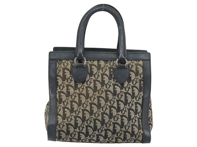 Borsa a mano in tela Trotter Christian Dior nera argento Auth BSZ335 Nero - vista 2