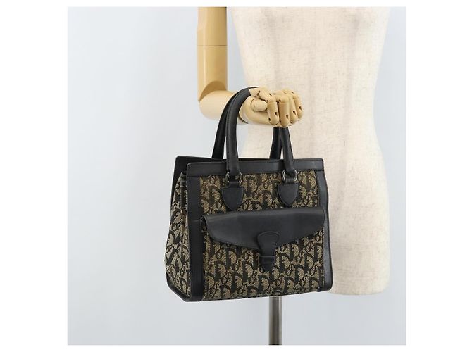Borsa a mano in tela Trotter Christian Dior nera argento Auth BSZ335 Nero - vista 25
