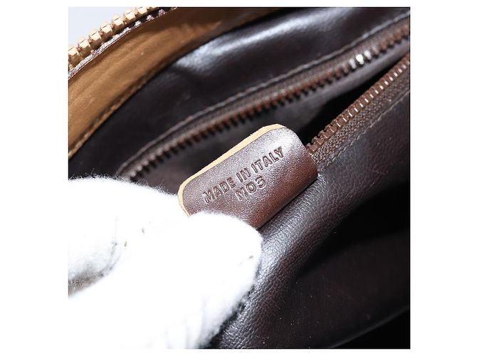 Céline Borsa a mano in tela Macadam CELINE PVC Beige Oro Auth ARZ059 D'oro - vista 12