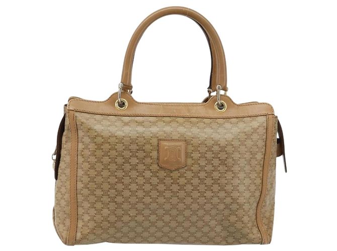 Céline Borsa a mano in tela Macadam CELINE PVC Beige Oro Auth ARZ059 D'oro - vista 13