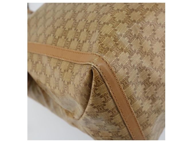 Céline Borsa a mano in tela Macadam CELINE PVC Beige Oro Auth ARZ059 D'oro - vista 14