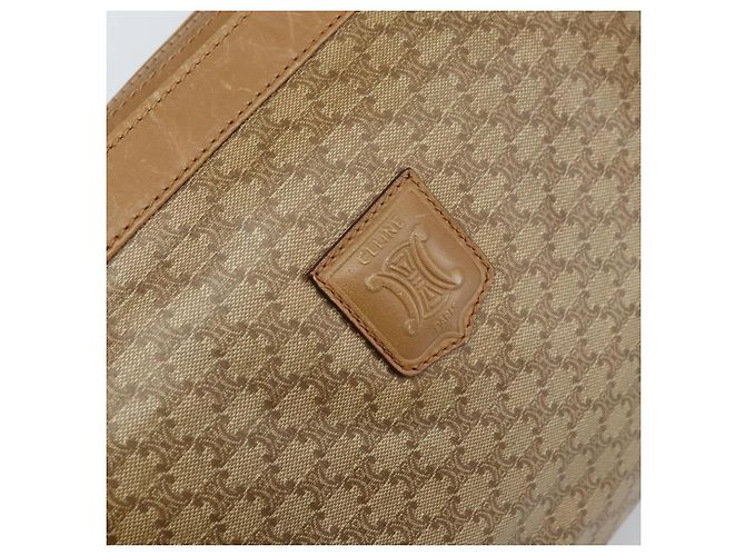 Céline Borsa a mano in tela Macadam CELINE PVC Beige Oro Auth ARZ059 D'oro - vista 17