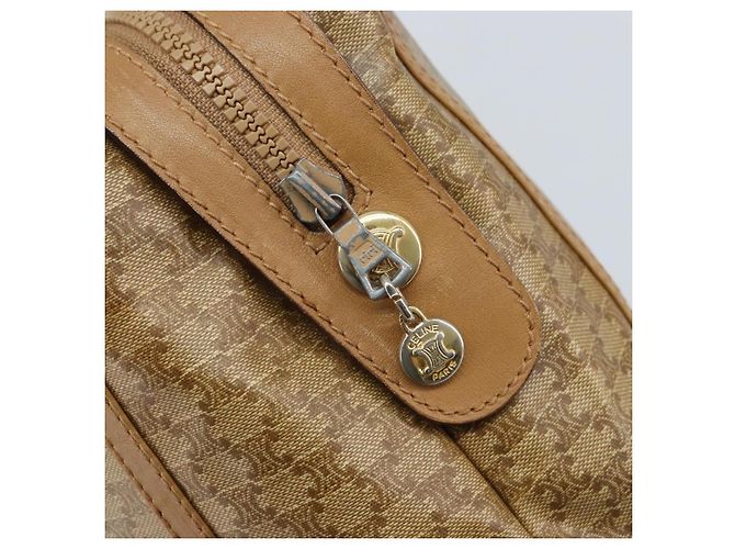 Céline Borsa a mano in tela Macadam CELINE PVC Beige Oro Auth ARZ059 D'oro - vista 18