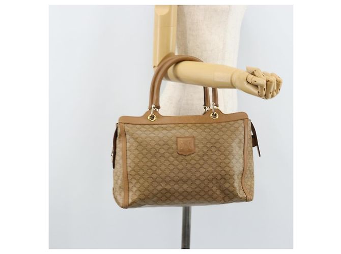 Céline Borsa a mano in tela Macadam CELINE PVC Beige Oro Auth ARZ059 D'oro - vista 24