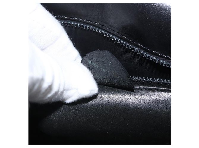 Céline Bolsa de mão CELINE em couro preto e dourado Auth ARZ427 - vista 12