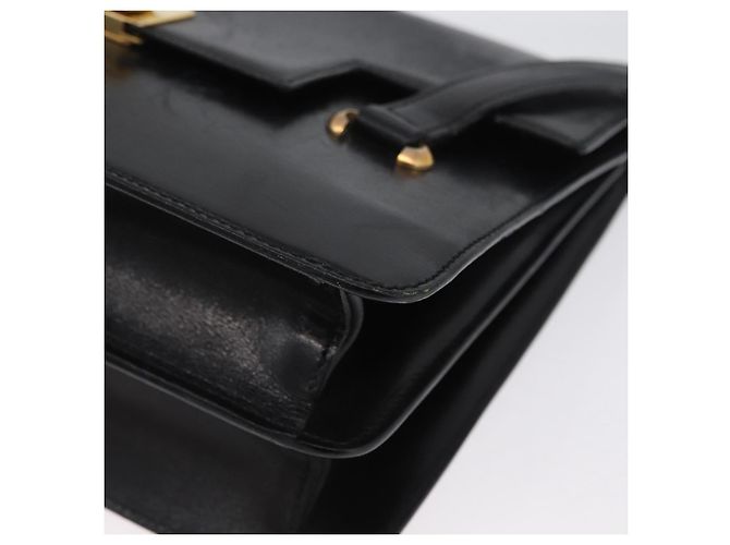 Céline Bolsa de mão CELINE em couro preto e dourado Auth ARZ427 - vista 14