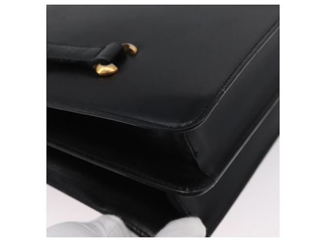 Céline Bolsa de mão CELINE em couro preto e dourado Auth ARZ427 - vista 15