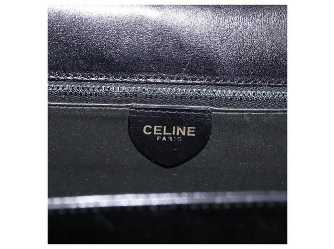 Céline Bolsa de mão CELINE em couro preto e dourado Auth ARZ427 - vista 19