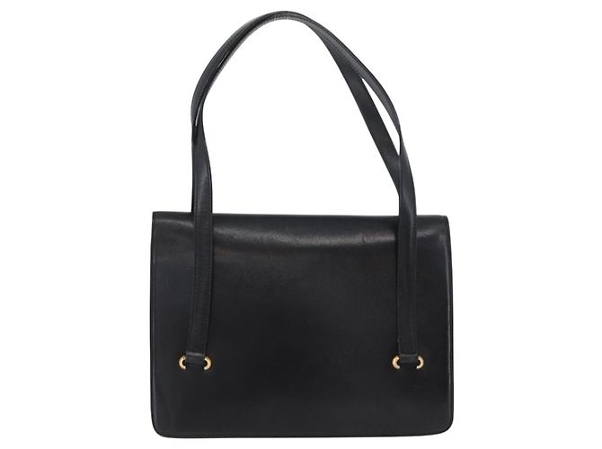 Céline Bolsa de mão CELINE em couro preto e dourado Auth ARZ427 - vista 2