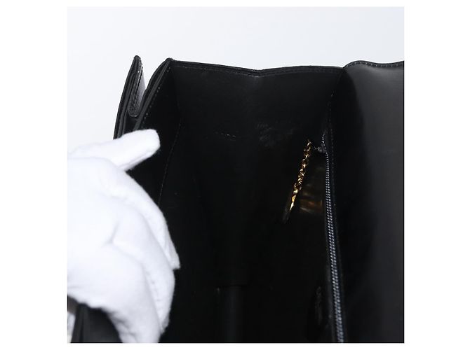 Céline Bolsa de mão CELINE em couro preto e dourado Auth ARZ427 - vista 21