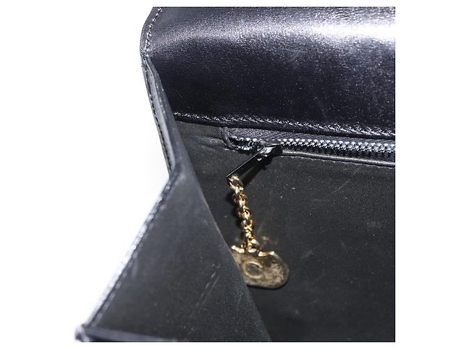 Céline Bolsa de mão CELINE em couro preto e dourado Auth ARZ427 - vista 25