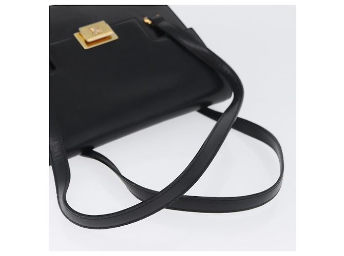Céline Bolsa de mão CELINE em couro preto e dourado Auth ARZ427 - vista 7