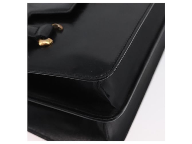 Céline Bolsa de mão CELINE em couro preto e dourado Auth ARZ427 - vista 9
