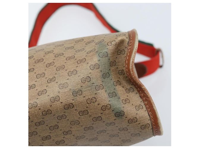 Borsa a Spalla GUCCI Micro GG Supreme Web Sherry Line PVC Beige Oro Auth 174437 D'oro - vista 10