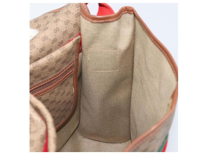 Borsa a Spalla GUCCI Micro GG Supreme Web Sherry Line PVC Beige Oro Auth 174437 D'oro - vista 19