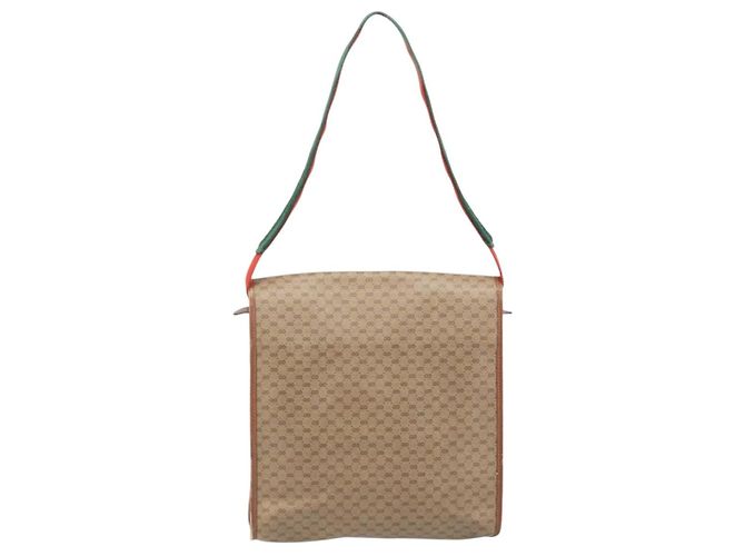 Borsa a Spalla GUCCI Micro GG Supreme Web Sherry Line PVC Beige Oro Auth 174437 D'oro - vista 2