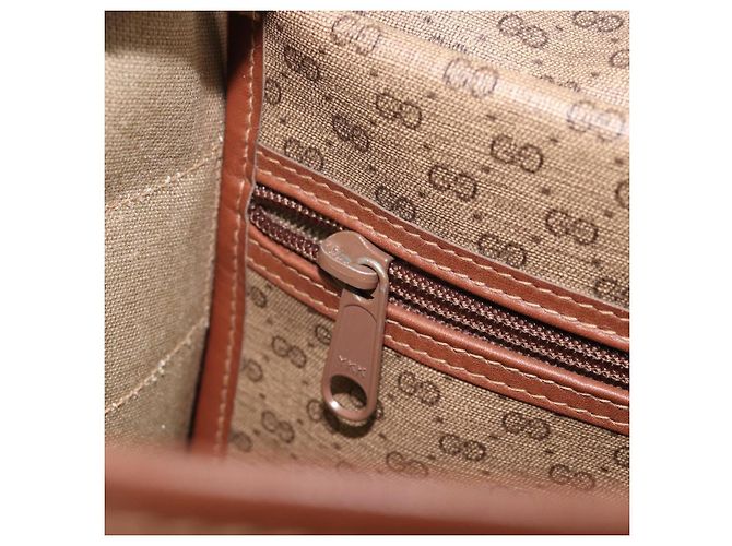 Borsa a Spalla GUCCI Micro GG Supreme Web Sherry Line PVC Beige Oro Auth 174437 D'oro - vista 21