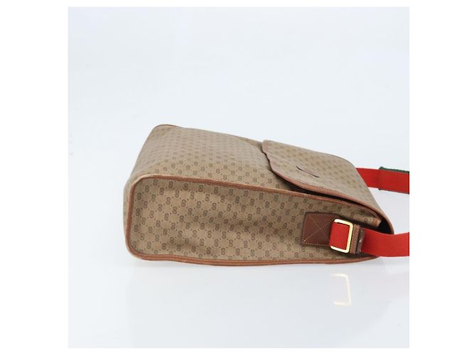 Borsa a Spalla GUCCI Micro GG Supreme Web Sherry Line PVC Beige Oro Auth 174437 D'oro - vista 3
