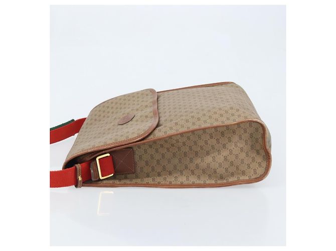 Borsa a Spalla GUCCI Micro GG Supreme Web Sherry Line PVC Beige Oro Auth 174437 D'oro - vista 4