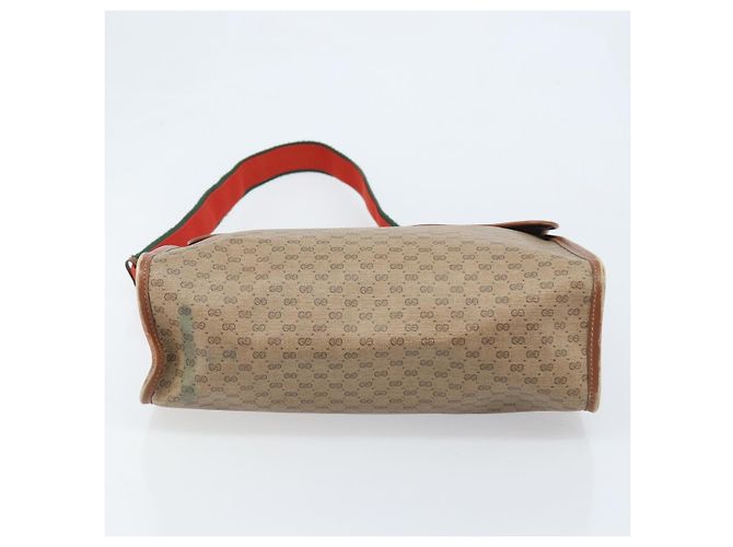 Borsa a Spalla GUCCI Micro GG Supreme Web Sherry Line PVC Beige Oro Auth 174437 D'oro - vista 5