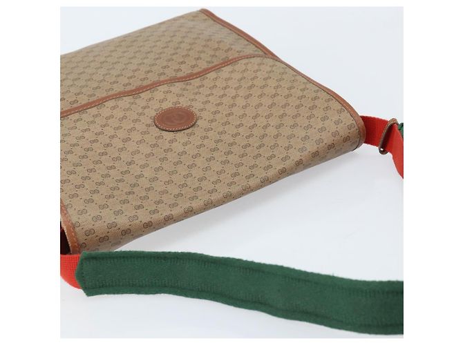 Borsa a Spalla GUCCI Micro GG Supreme Web Sherry Line PVC Beige Oro Auth 174437 D'oro - vista 6