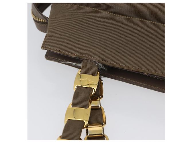 Borsa a Spalla Salvatore Ferragamo in Tela Marrone Oro Auth BA11433 D'oro - vista 7