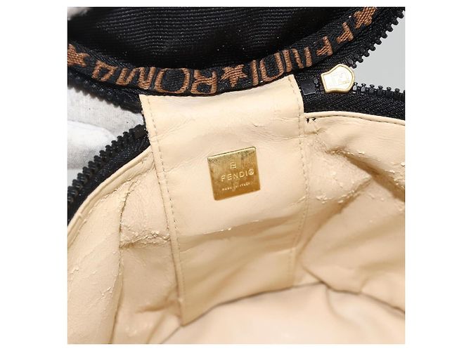 Borsa a Mano FENDI Nylon Nero Oro Auth 174605 D'oro - vista 10
