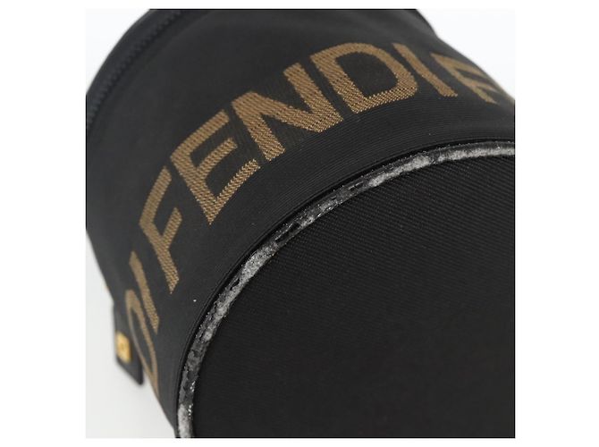 Borsa a Mano FENDI Nylon Nero Oro Auth 174605 D'oro - vista 14