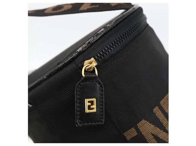 Borsa a Mano FENDI Nylon Nero Oro Auth 174605 D'oro - vista 17