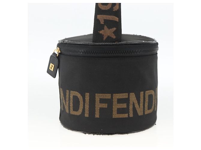 Borsa a Mano FENDI Nylon Nero Oro Auth 174605 D'oro - vista 3