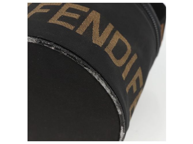 Borsa a Mano FENDI Nylon Nero Oro Auth 174605 D'oro - vista 9