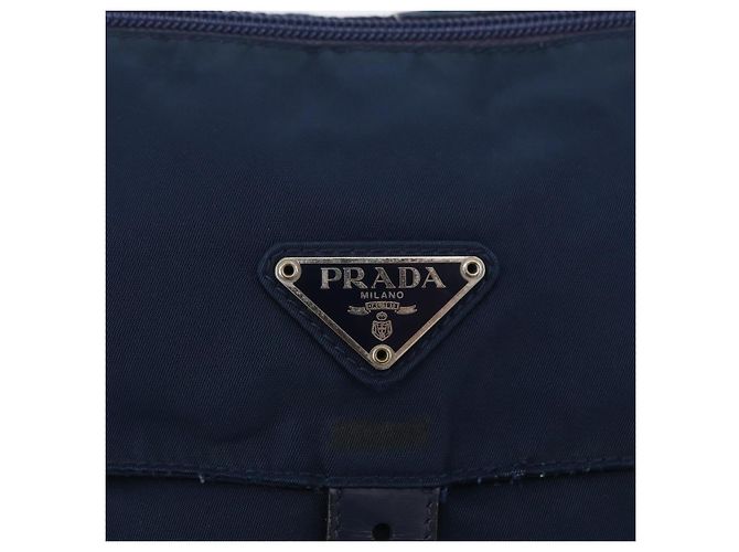 Borsa a Spalla PRADA in Nylon Blu Navy Argento Auth BA11437 - vista 18