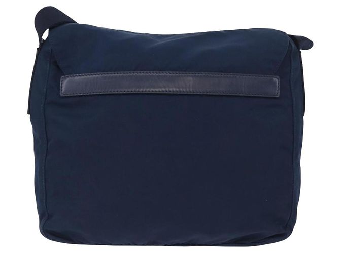 Borsa a Spalla PRADA in Nylon Blu Navy Argento Auth BA11437 - vista 2