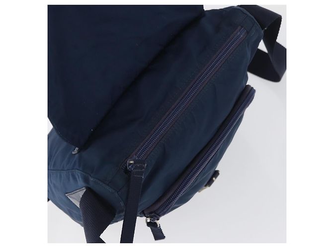 Borsa a Spalla PRADA in Nylon Blu Navy Argento Auth BA11437 - vista 20