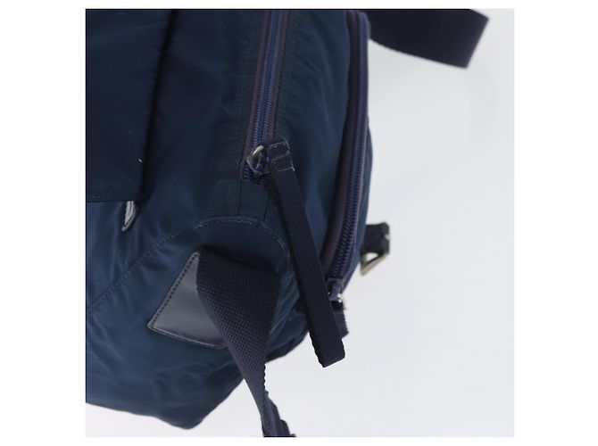 Borsa a Spalla PRADA in Nylon Blu Navy Argento Auth BA11437 - vista 21