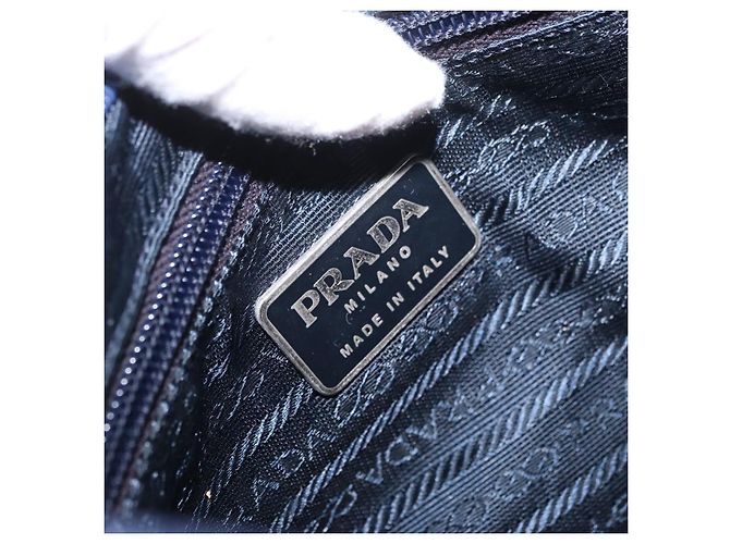 Borsa a Spalla PRADA in Nylon Blu Navy Argento Auth BA11437 - vista 22
