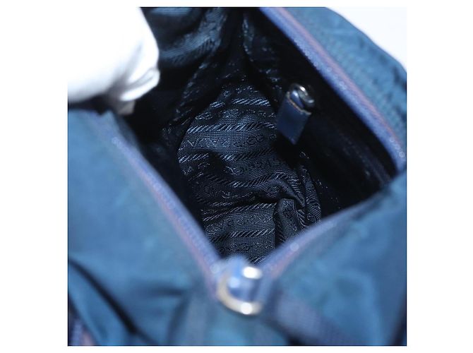 Borsa a Spalla PRADA in Nylon Blu Navy Argento Auth BA11437 - vista 24