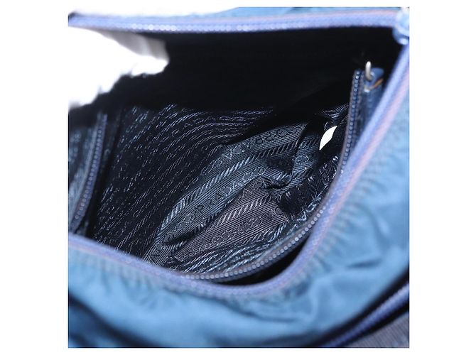 Borsa a Spalla PRADA in Nylon Blu Navy Argento Auth BA11437 - vista 26