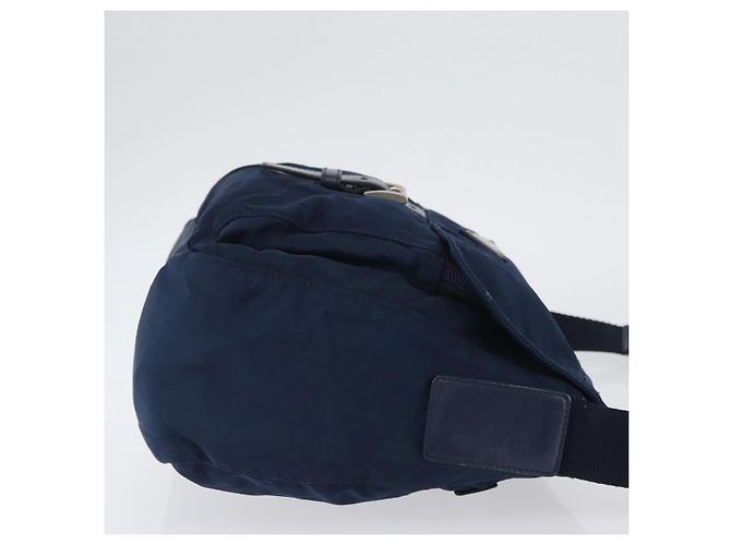 Borsa a Spalla PRADA in Nylon Blu Navy Argento Auth BA11437 - vista 3