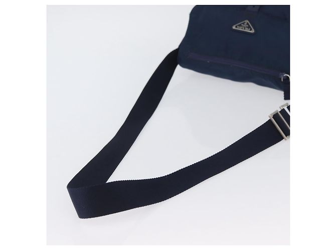 Borsa a Spalla PRADA in Nylon Blu Navy Argento Auth BA11437 - vista 7